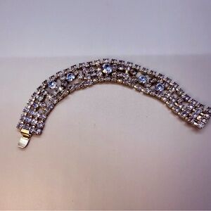 Elegant Silver and Blue Crystal Bracelet Vintage costume jewelry